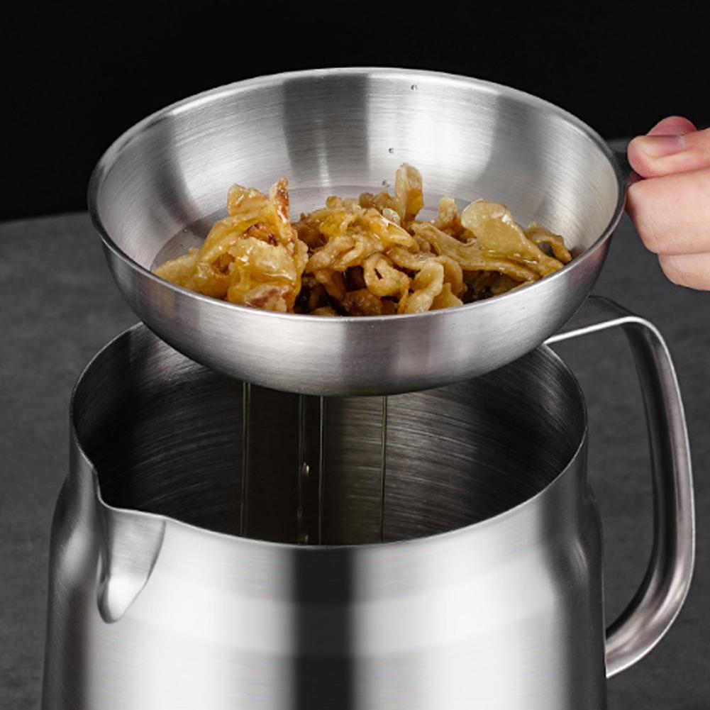 1.5/TwoL Oil Filter Vessel Multi-Functional With Frying Basket Grease Container Large Capacity Stainless Steel Oil Strainer Pot