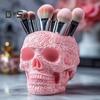 Makeup Brush Holder Skull Shape Large Capacity Makeup Brush Container Sturdy Resin Construction Storage Organizer