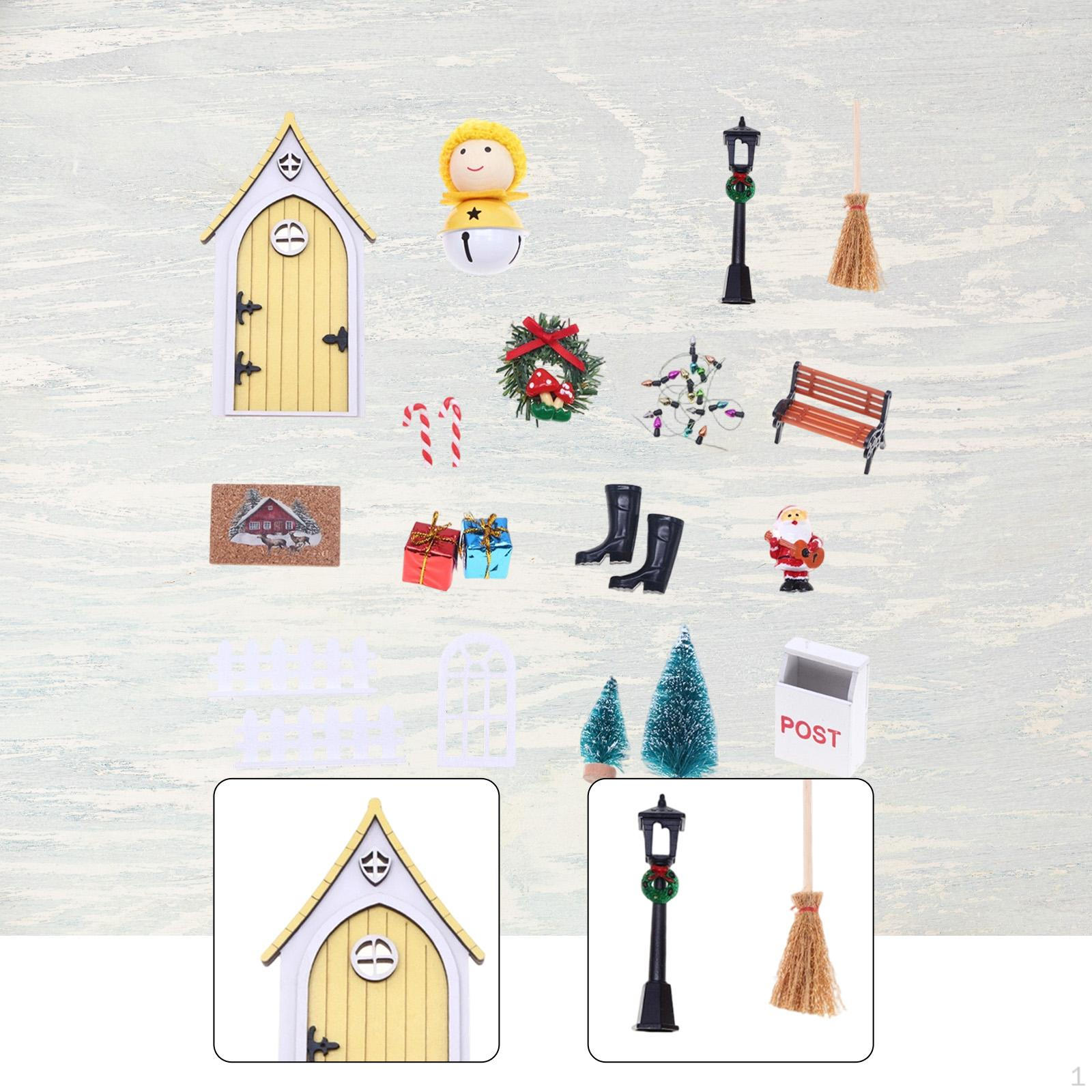 

Christmas Elf Fairy Door Set Decors 1/12 Scale Micro Dollhouse Accessories Mini Ornaments for жёлтый