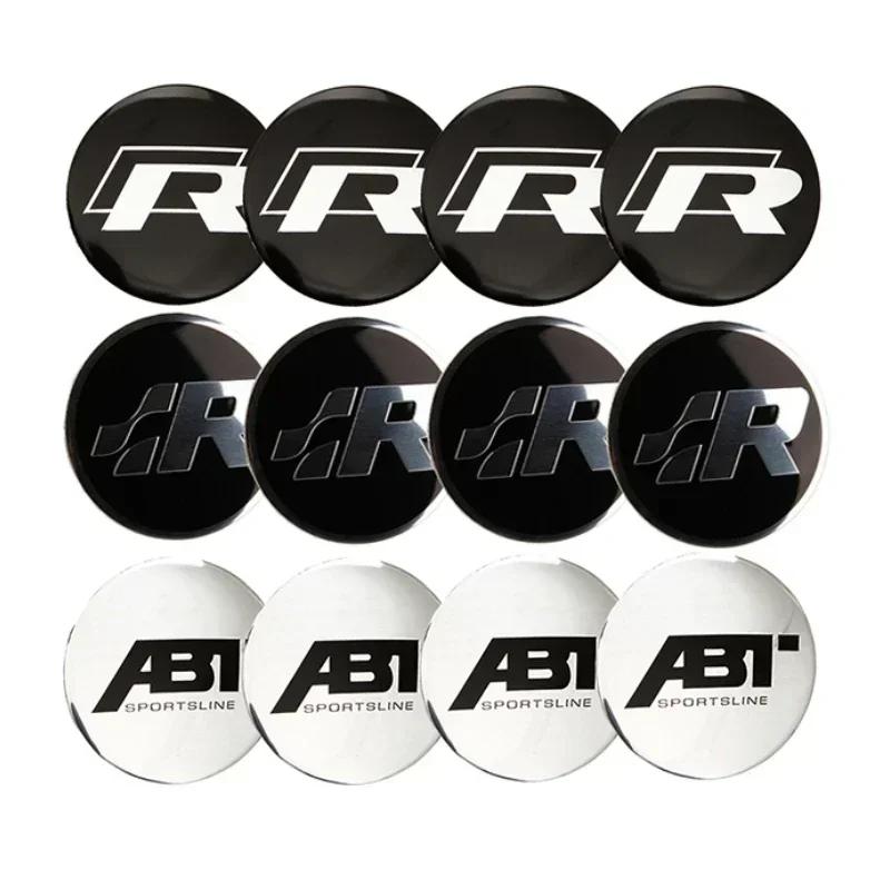 Pegatinas Centrales para Ruedas de Coche de 56MM Insignia de Tapacubos para Volkswagen VW RLINE GTI ABT SR Golf 6 7 8 MK3 MK7 Polo Tiguan Touran Beetle Jetta