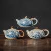New Chinese Style Ru Kiln Linglang Teapot Ceramic Single Filter Pot Product Business Gift Lucky Teapots