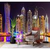 Dubai City Night Skyline Tapestry Skyscraper Wall Hanging Decor