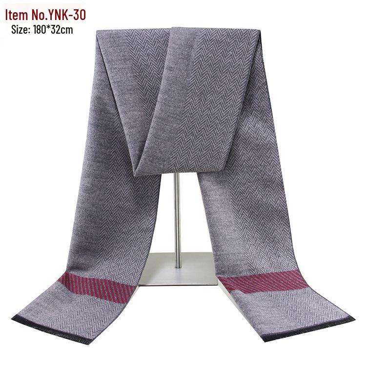 2026 Men's Winter Warm Plaid Scarf - European & American Style, Imitation Cashmere, Long Scarf