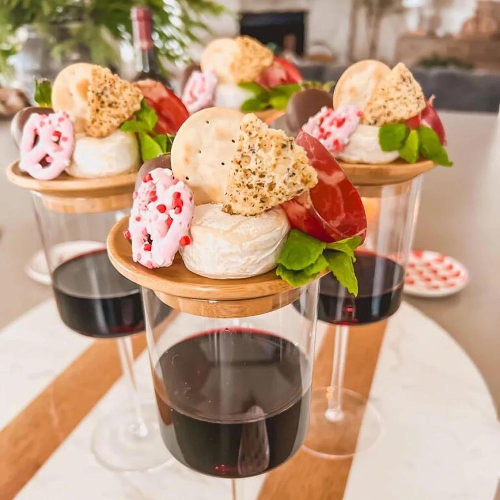 Wine Glass Charcuterie Topper Round Wooden Wine Glass Topper Multifunctional Cup Top Decor For Social Gathering Ch