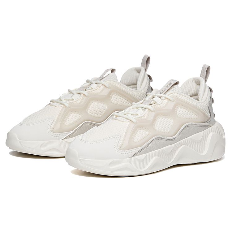 Anta Lifestyle Series Shock Absorbing Non-Slip Wear-Resistant Low-Top Dad Shoes Women Sneakers White Gray 122118840-1