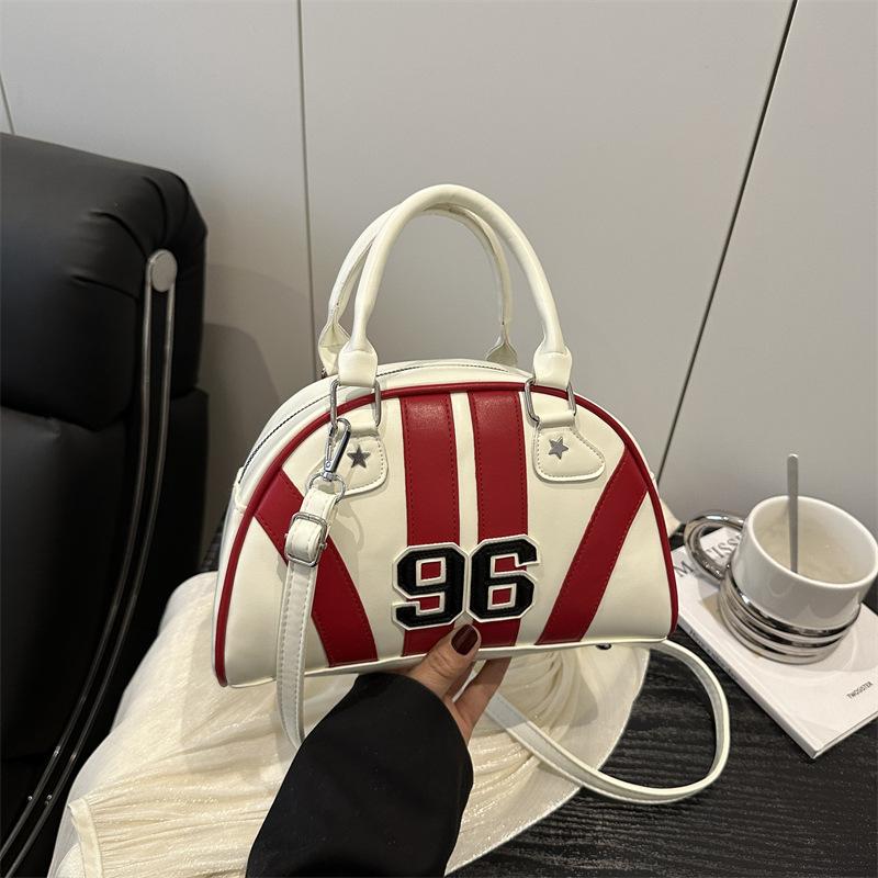 Sac à Bandoulière Rayé Color Block en Similicuir pour Femme Été Nouveau Sac de Soirée Semi-Cercle Sac à Main Sacoche Bowler Tendance