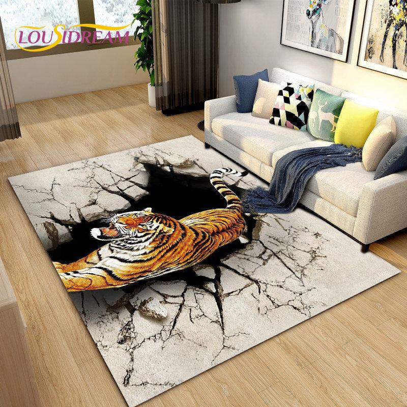 3D Illusion Animal,Zoon,Beast Area Rug Large,Carpet for Living Room Bedroom Sofa,Kitchen Doormat Non-slip Floor Mat Tapis Salon