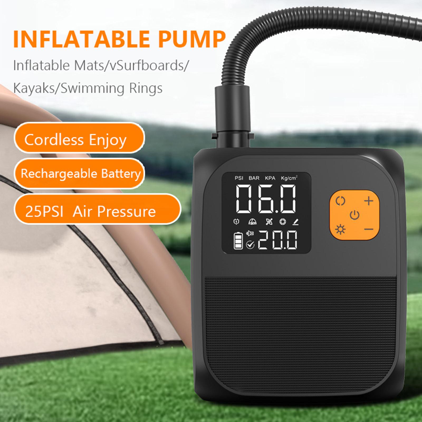 25PSI Wireless Electric Air Pump With Touch Screen Rechargeable SUP Pump Paddle Board Pumps For Inflatable Boats Bicycle Pumps nero