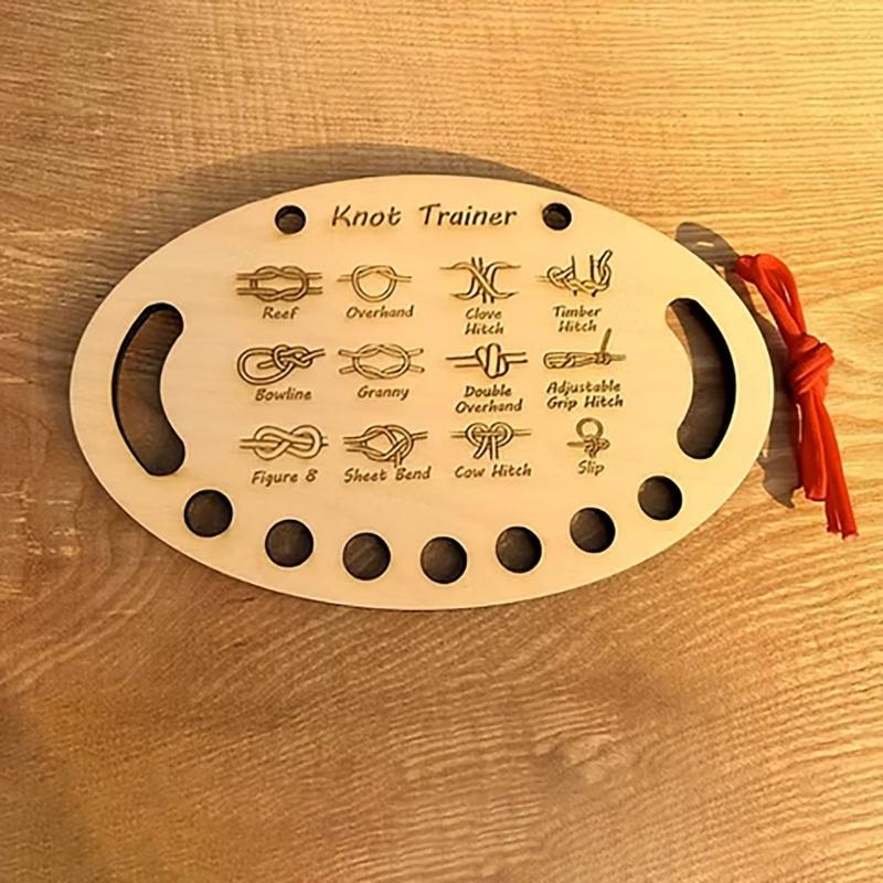 Learn to Tie Knot Training Board 12 Knotting Methods for Beginner Kid Wood Knot Tying Trainer Board for Outdoor Camping