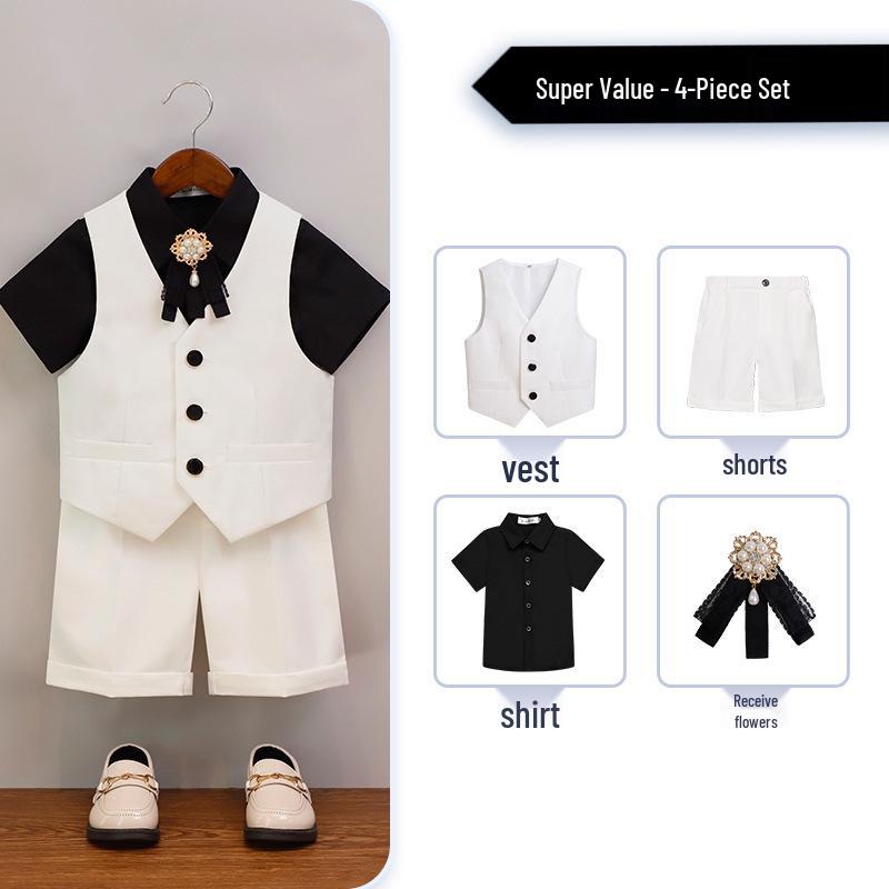 Completo Elegante da Bambino: Abito da Cerimonia, Evento o Fotografia per Ragazzo Bello con Gilet