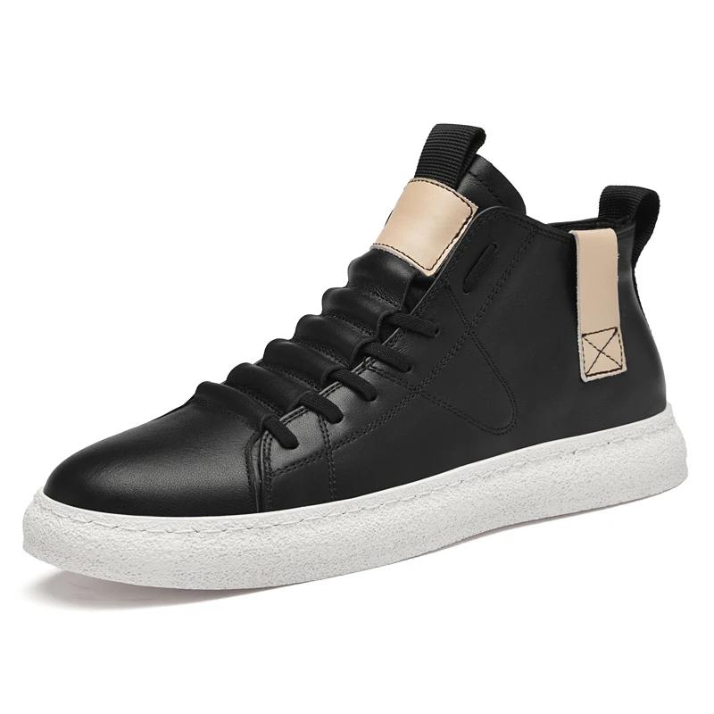 

Модная мужская обувь из натуральной кожи, кроссовки, мужские ботинки, модные повседневные ботильоны, мужская обувь на платформе для мужчин, дизайнерская обувь класса люкс 46 чёрный