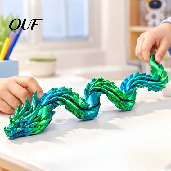 Collectible Dragon Statue 3D Printed Articulated Fidget Toy, Twist Eggs, Slippery Flexible Figure Egg Desk Ornament for Home Office Stress Relief