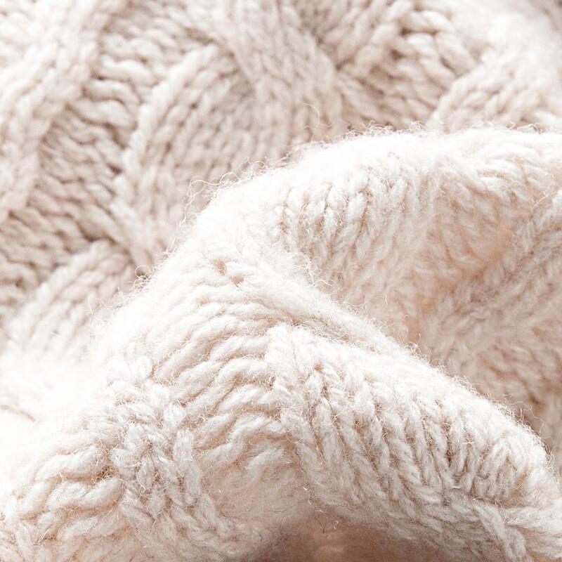 Women's Thickened Pure Wool Cable Knit Semi-High Neck Sweater