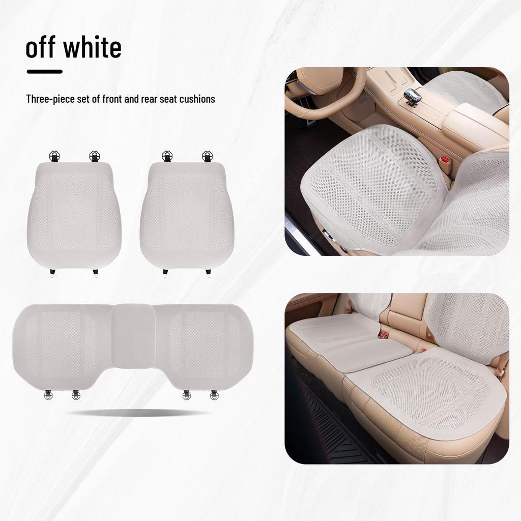 Denza Four Seasons Breathable Car Seat Cushion - Comfortable, Thin Plush, Single-Piece Cover