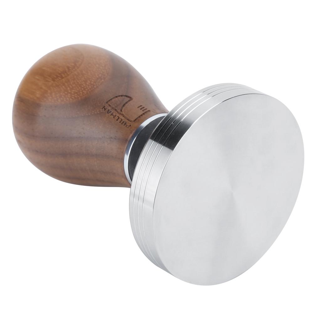 58mm Stainless Steel Flat Coffee Tamper Powder Pressed Hammer with Height Adjustable Wooden