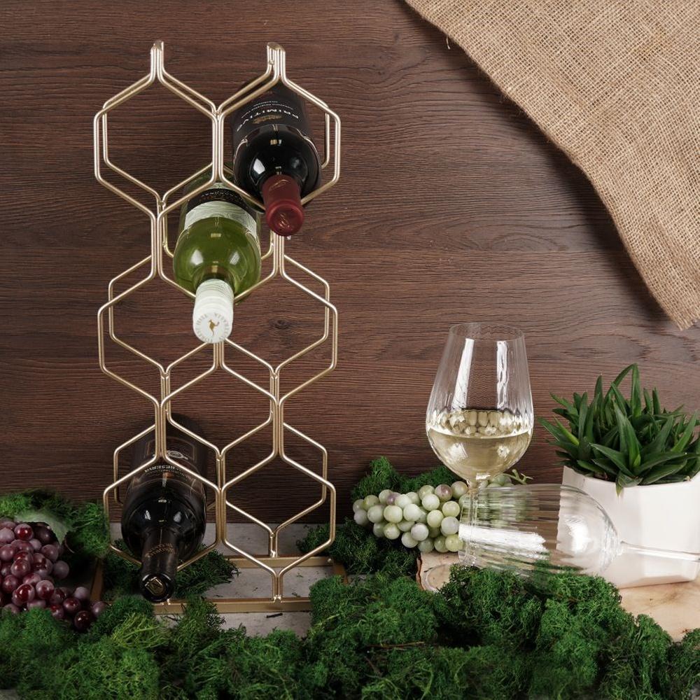Gold Metal Wine Rack For 8 Bottles, 23X48 Cm