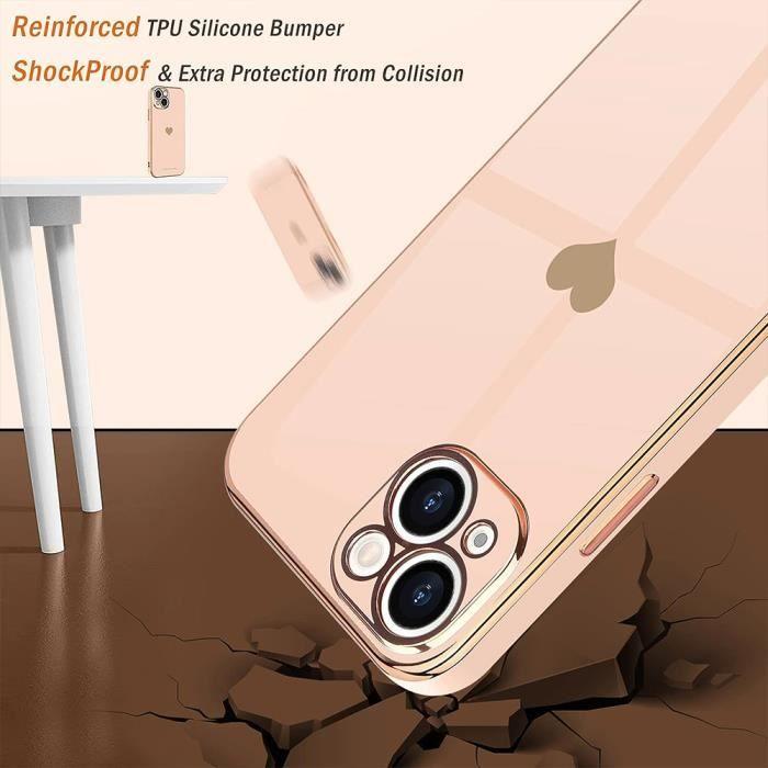 Coque pour iPhone 15 - Antichoc - Ultra Slim - Léger - Motif Cœur - Rose
