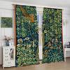 Blackout Vintage William Morris Flower Bird Curtains Retro Plants Red Floral Green Tree Print Window Drapes Bedro Curtain Bohemian Polyester Washable