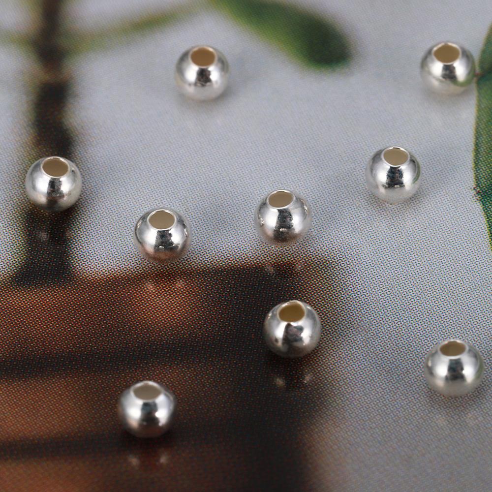10-30pcs 2-5mm 100% Real 925 Sterling Silver Round Beads Spacer Beads Accessories for Bracelet Necklace Jewelry Making Findings