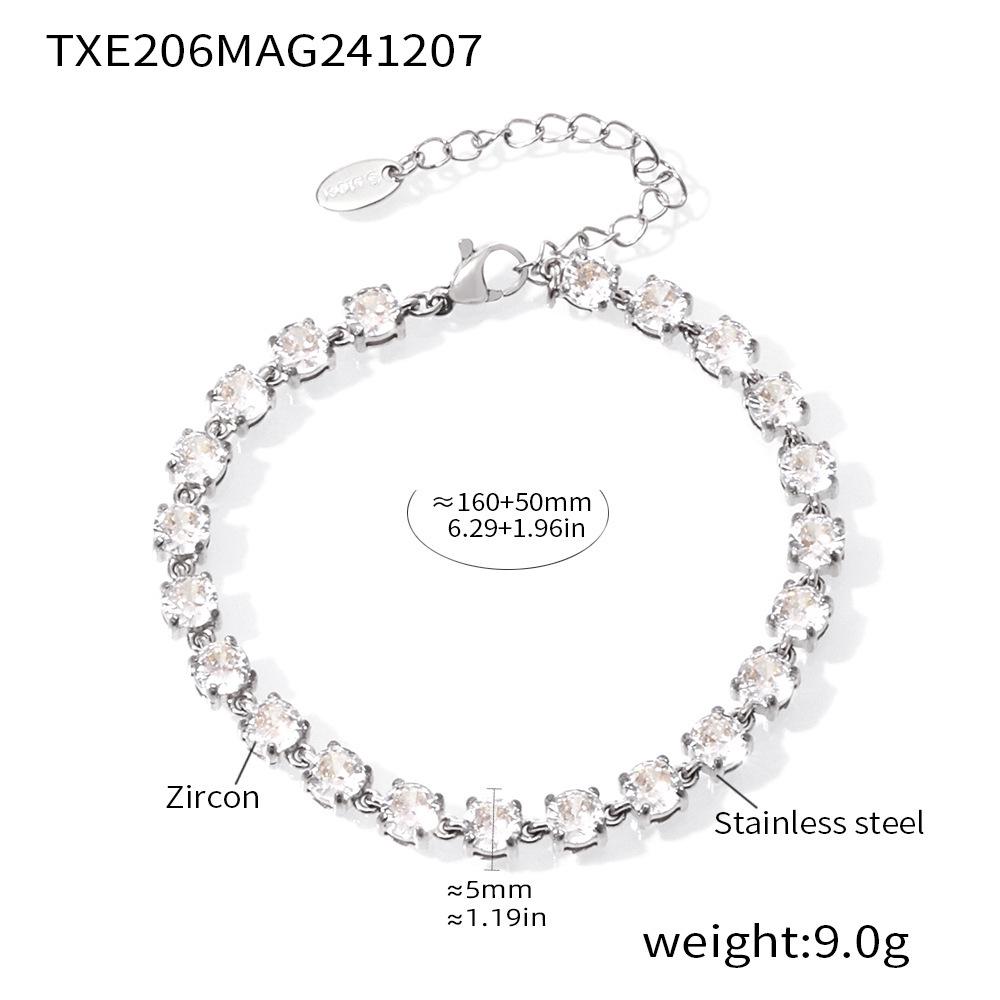 

Mili Ins 18K Gold PVD-Plated Stainless Steel Set: Handmade Claw-Set 5mm Colored Zircon Bracelet & Necklace, Super Shiny.