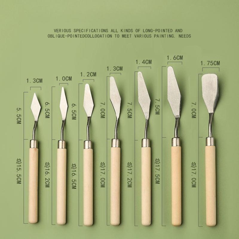 7Pcs Stainless Steel Ceramics Spatula Polymer Clay Scraper Pottery Modeling Tools Art Oil Painting Knives Cake Spatula Kit