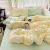 Class A Maternal And Infant Grade Solid Color Four-Piece Set Washed Cotton Double Quilt Cover Dormitory Bed Sheet 3Pcs Set Bed Hat Quilt Cover