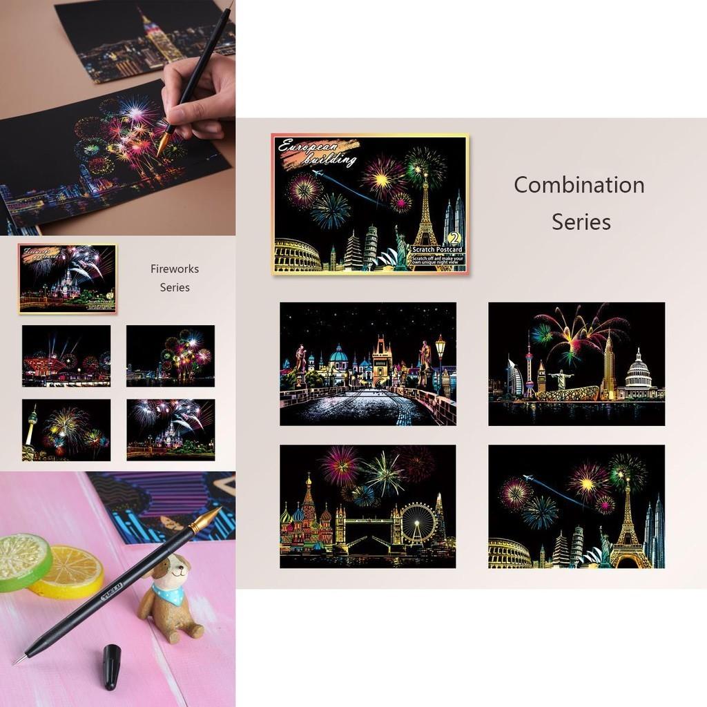 Colorful Night View Magic Scratch Art Painting Paper Kit Perfect For Young Artists And Gift Giving