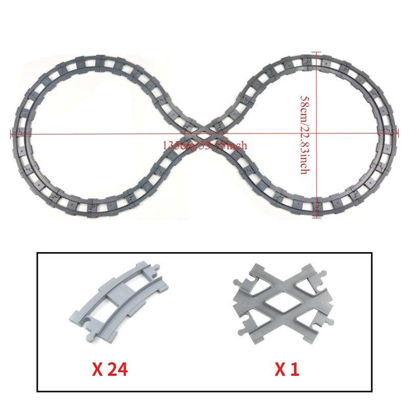 Urban Traffic Series Battery Powered Electric Train Track DIY Assembly Brick Playset for Straight Track Curved Track and Crossed Track Puzzle Asse