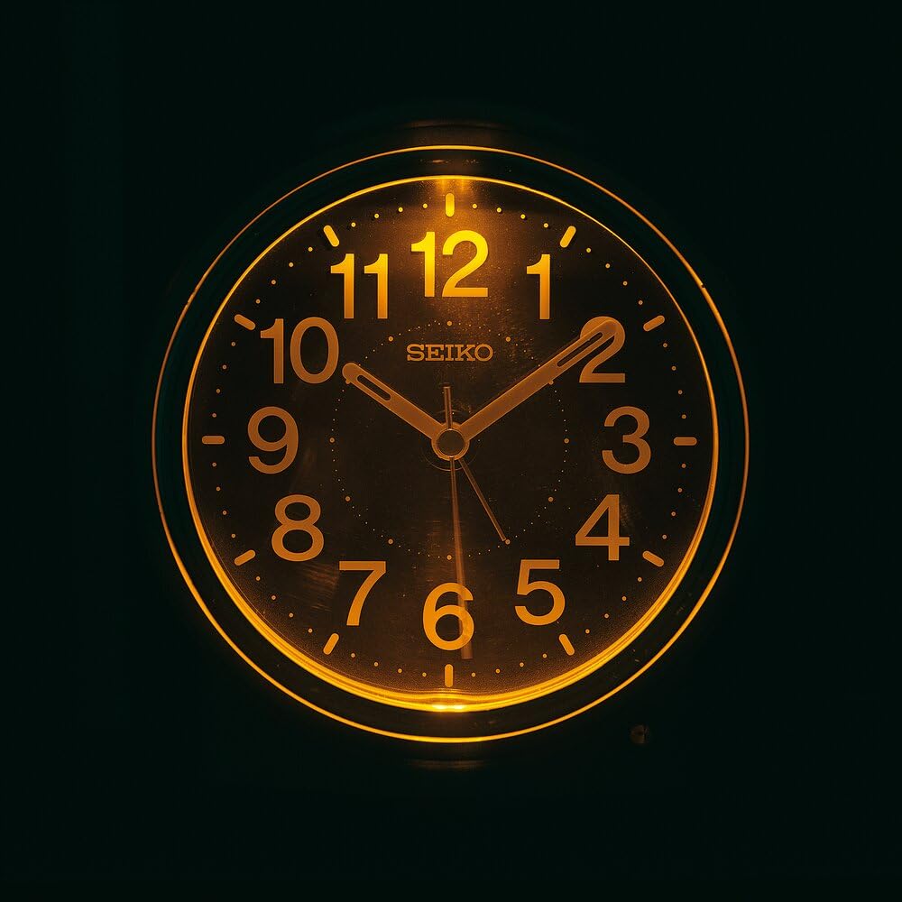 Seiko Clock Alarm Clock Table Clock Automatic Lighting Analog Light Concentrating Resin Dial Visible Even At Night Light Gold Pearl 116 X 115 X 81mm