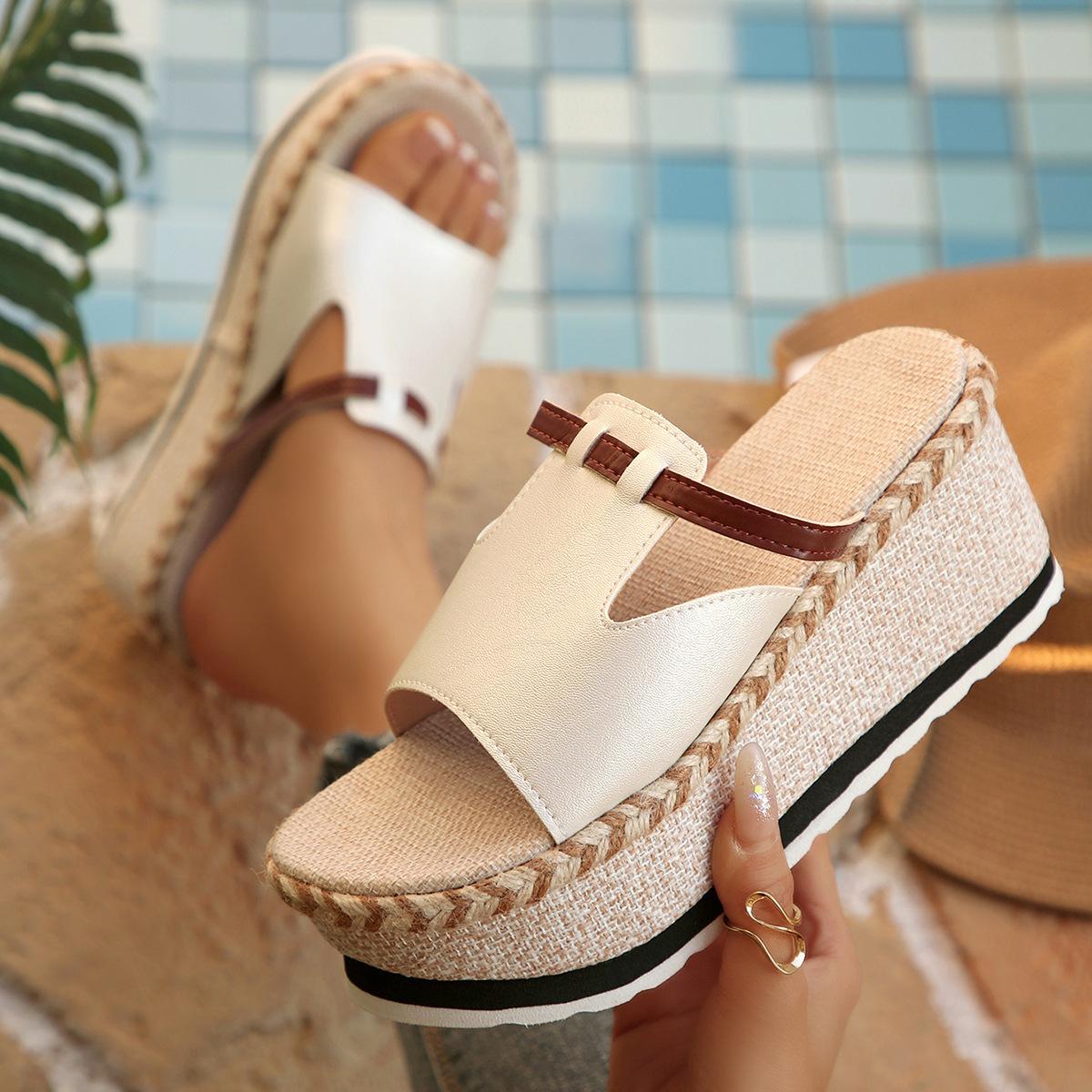 2026 Summer Fashion Women Slip on Platform Wedge Comfortable Yellow White Sandals Plus Size Shoes for Women 35-43 Women Slippers 35 2540₽