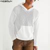 INCERUN Herren Langarm Aushöhlen Lose Kapuzen Sweatshirts Tops