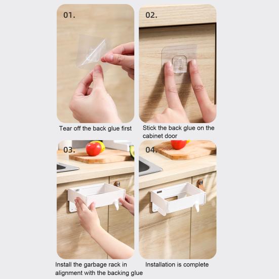 2Pcs Foldable Trash Bag Holder with Magnetic Closure Wall Mounted Folding Garbage Rack Collapsible Hanging Garbage Bag Holder