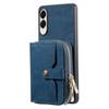 For Samsung Galaxy S25 Edge PU Leather Phone Back Cover with Zipper Card Holder and Long Strap