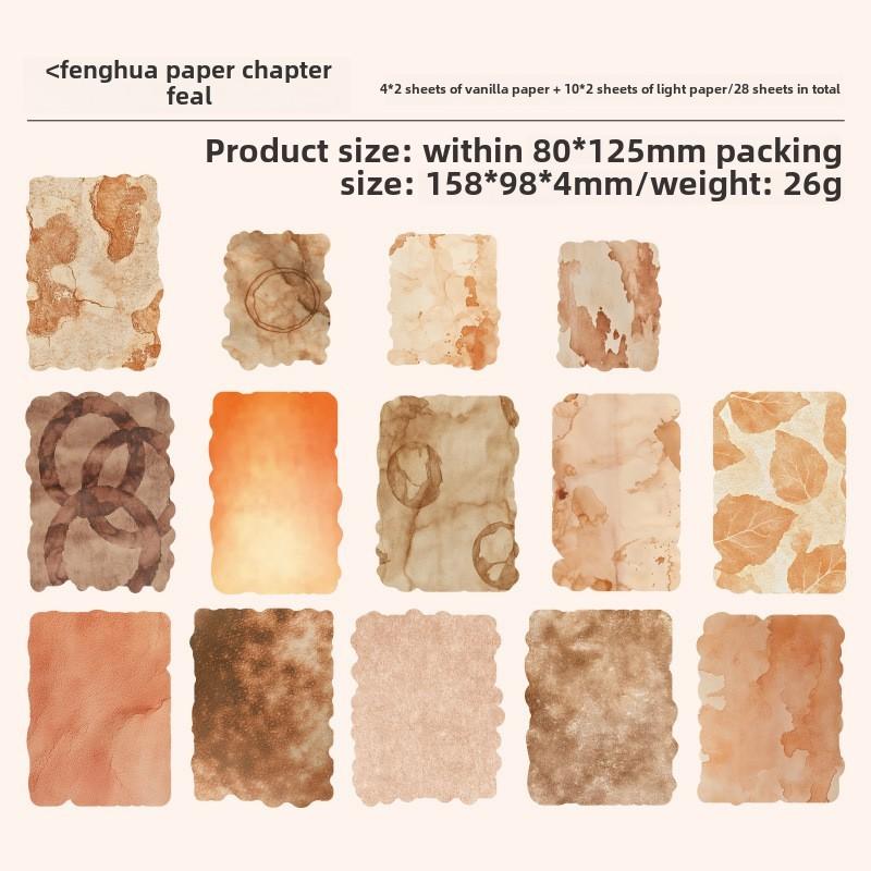 Journamm 28 Sheets Vintage Material Paper Base Decorative Background Paper Hand Made DIY Scrapbooking Material Craft Paper