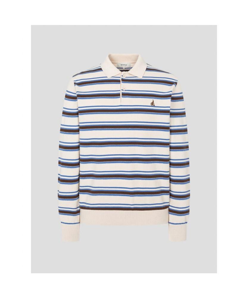 Binpolmen Multi-Stripe Collar Neck Knit Beige