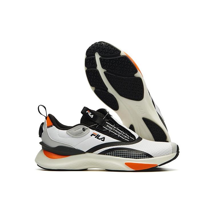 FILA Athletics Trendy Textile, Synthetic Leather Low top Marathon Running Shoes Men's White Black Orange A12M132208FWB