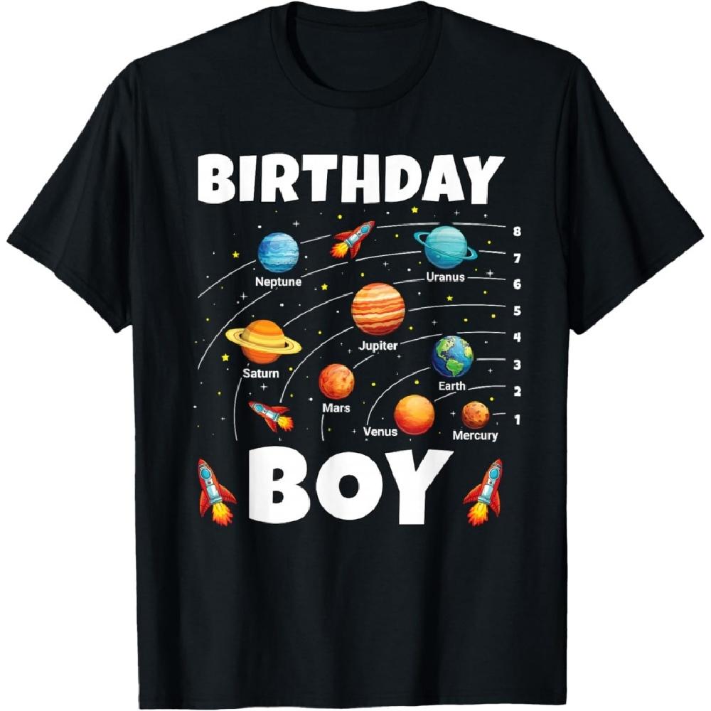 Birthday Boy Shirt Space Planets Birthday T-Shirt