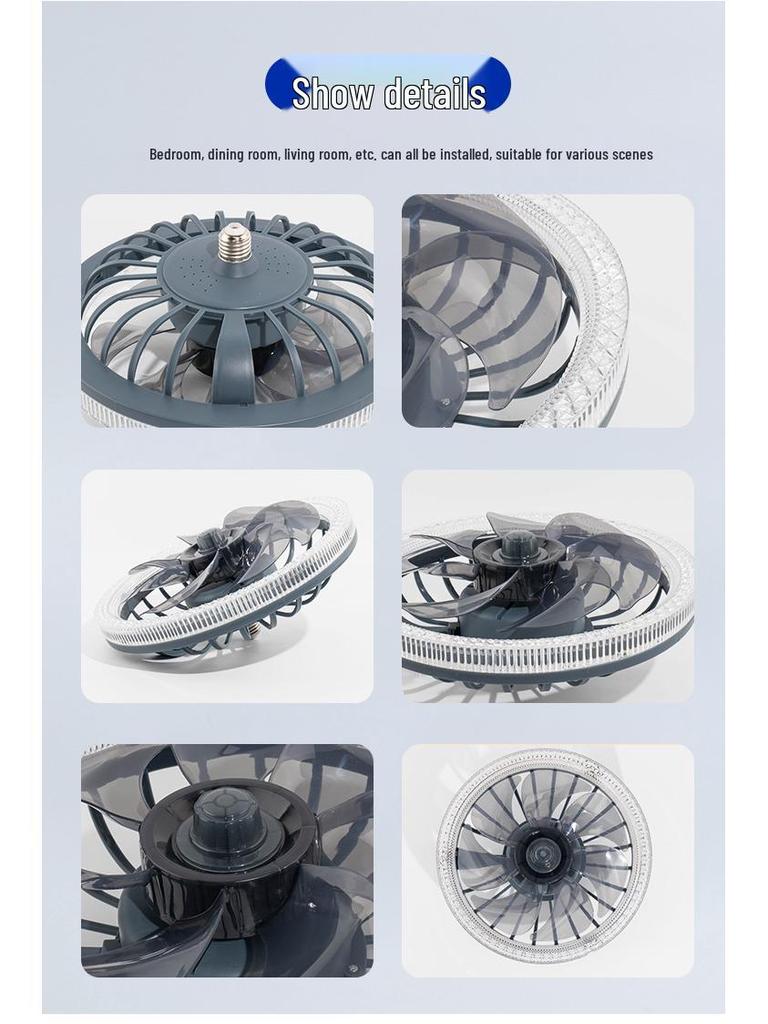 Remote-Controlled Ceiling Fan Light with E27 Socket for Bedroom and Corridor