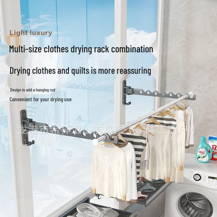 Foldable Wall-Mounted Balcony Clothes Rack and Drying Rod