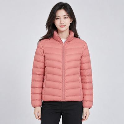Pinghu Chi New Women's New National Standard Down Simple Down Solid Color Women's Stand-up Collar Women's Clothing Light Down Jacket Women