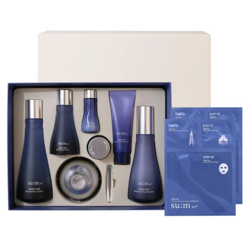 

Su:m37 Water-full 3pcs Special Set – Korean Hydrating Skincare Kit with Reliefreshing Toner, Rebalancing Emulsion, Marine Relief Gel Cream 3pcs Special Set