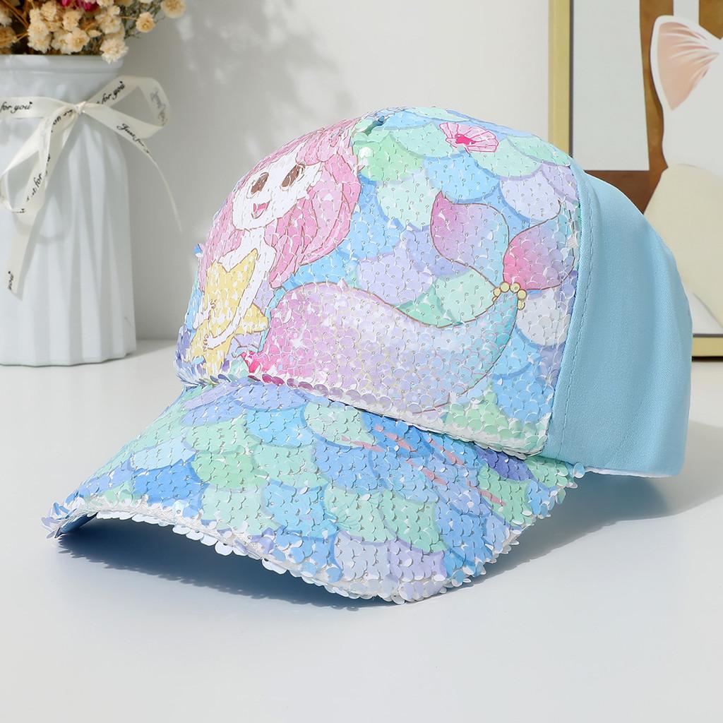 Mermaid Unicorn Cartoon Baseball Cap With Sun Protection For Girls Kids Summer Sunhat