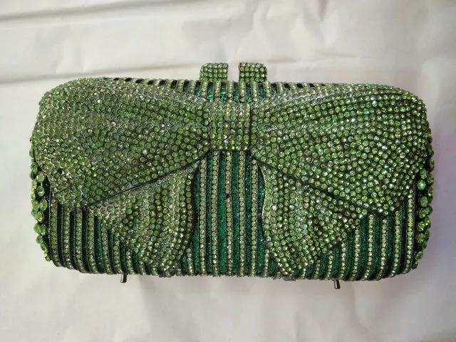 

Boutique De FGG Silver Rhinestone Clutch Purses for Women Formal,Bow Crystal Evening Bags,Bridal Wedding Party Minaudiere Bag