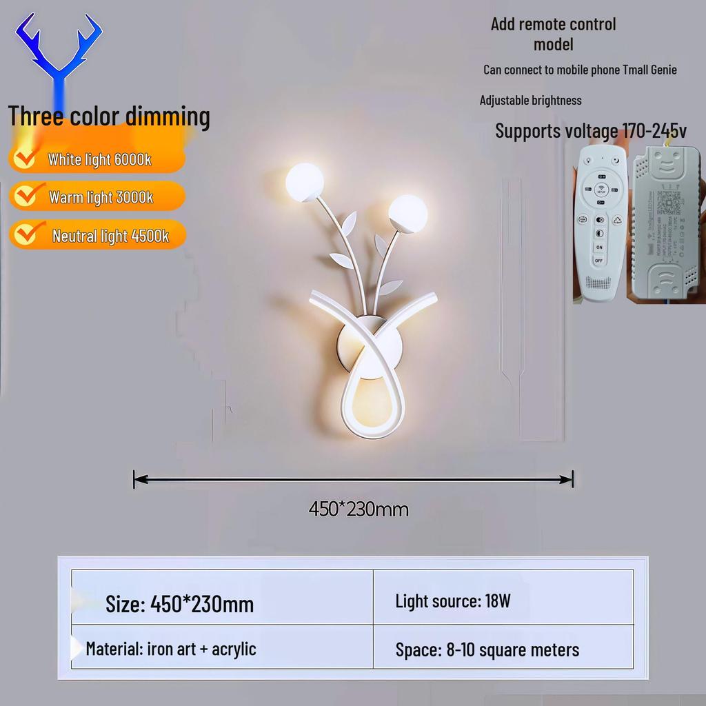 Kreative LED-Wandleuchte für den Innenbereich mit Fernbedienung - Stufenloses Dimmen für Schlafzimmer, Wohnzimmer, Flur, Balkon oder Treppenhaus
