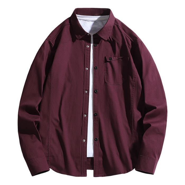 Pure Cotton Long-sleeved Shirt Spring Slim Casual Workwear Solid Color Large Size Spring New Shirt