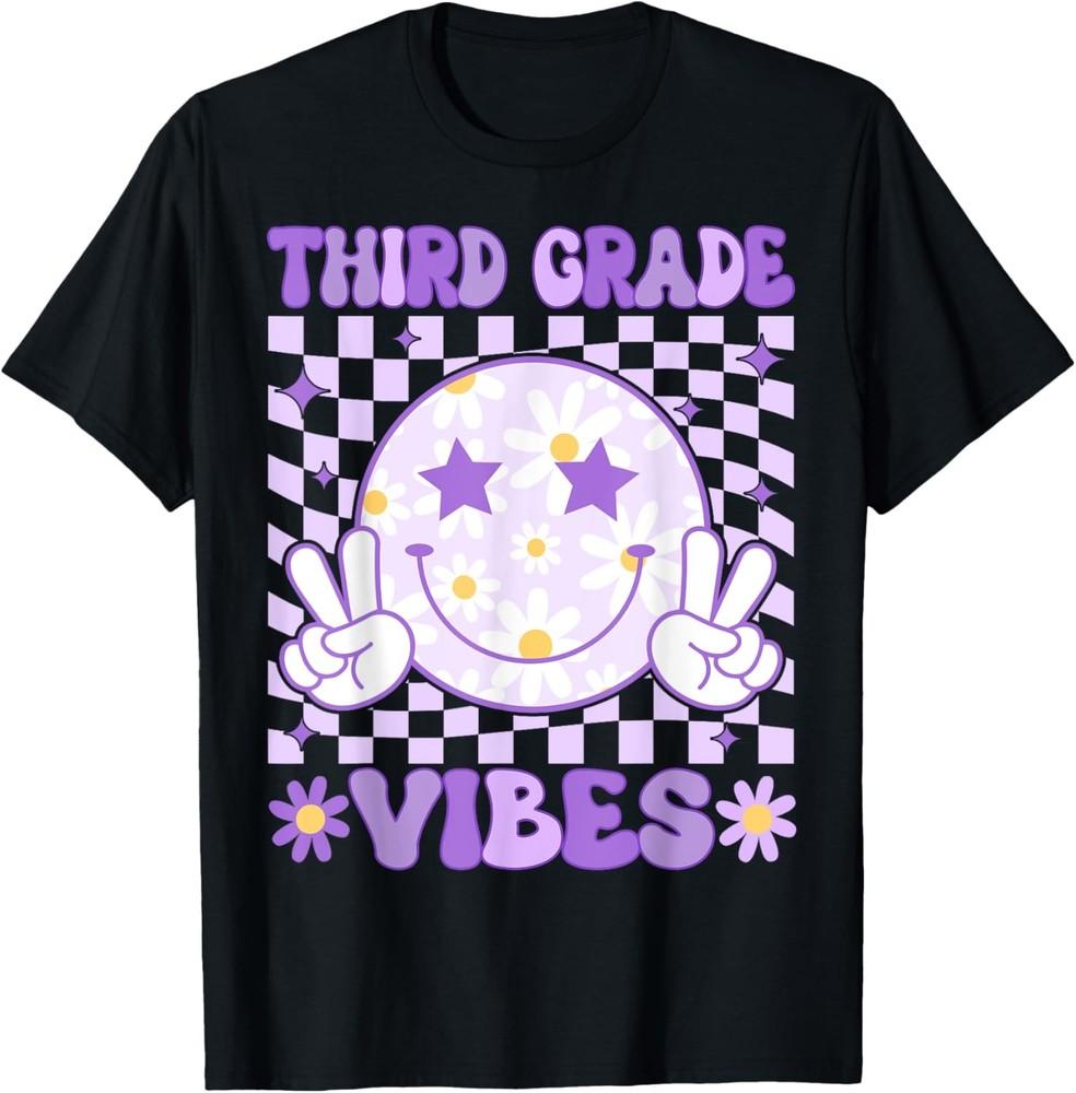 Groovy Third Grade Vibes Back to School 3rd Grade Teacher T-Shirt Unisex T-Shirt S