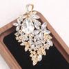 Gold-Tone Crystal Brooch - Floral & Teardrop Design, Rhinestones, Vintage Luxurious , for Formal Events , Ideal Gift