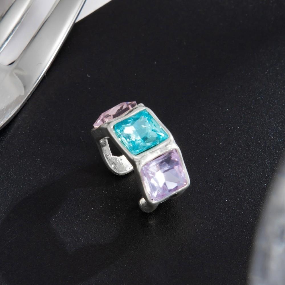 Light Luxury Ear Cuff Colorful Crystal Cartilage Earring New Geometric Ear Clip Party