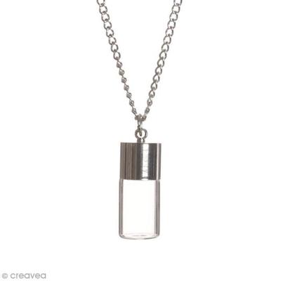 Pendant - Silver - Glass Vial - 2.5 Cm - Unisex - Jewelry Making