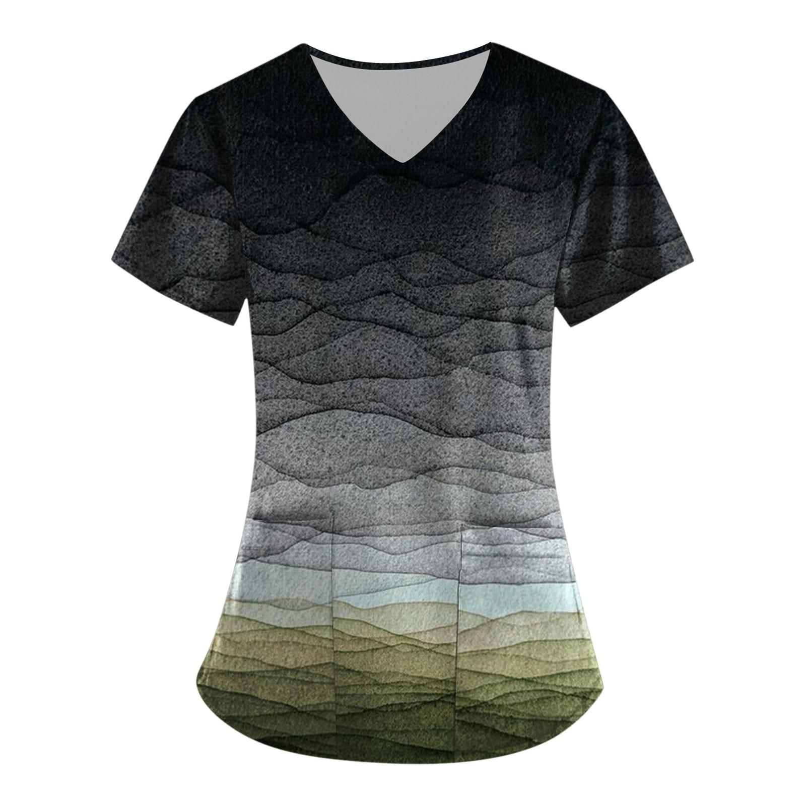 Женские топы с короткими рукавами и v-образным вырезом с принтом — фото 3